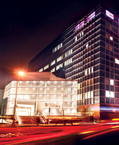 New York City College of Technology's Voorhees building at night, October 2014